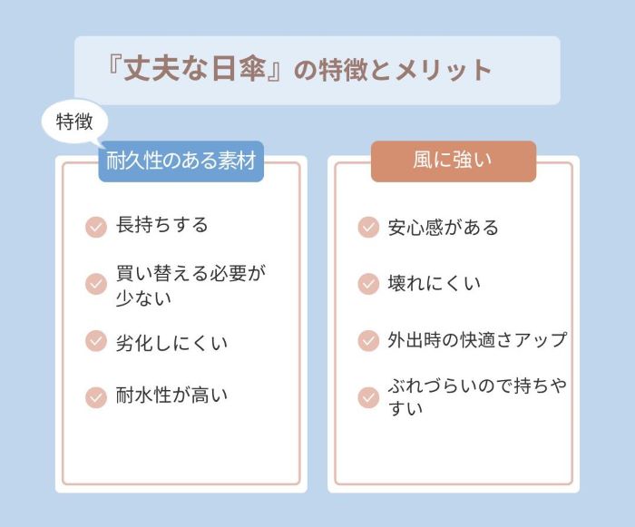 丈夫な日傘の特徴とメリット