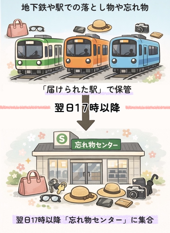 札幌市営地下鉄に忘れ物や落とし物をしたら。忘れ物センターに連絡は翌日に